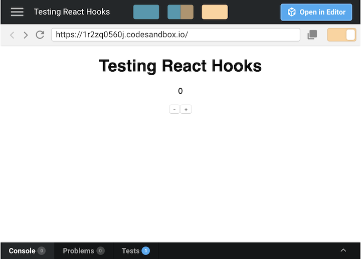 Testing React Hooks Example