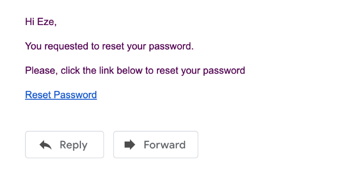 Email Confirmation of Reset Password Link