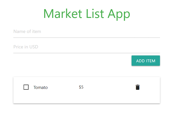 Preview of the Market List App
