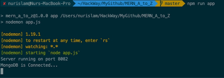 MERN Stack Successfully Connected Server