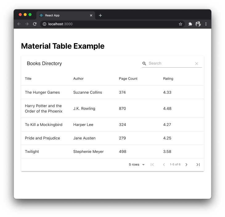 Search Bar Material-table