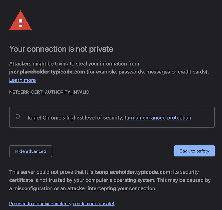 Chrome Warning Connection Not Private