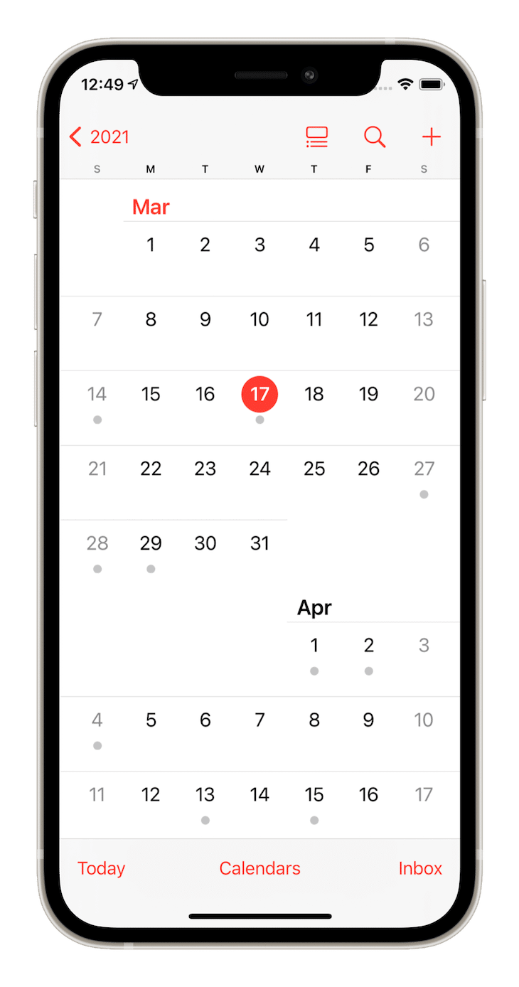 Grid Layout Apple Calendar App