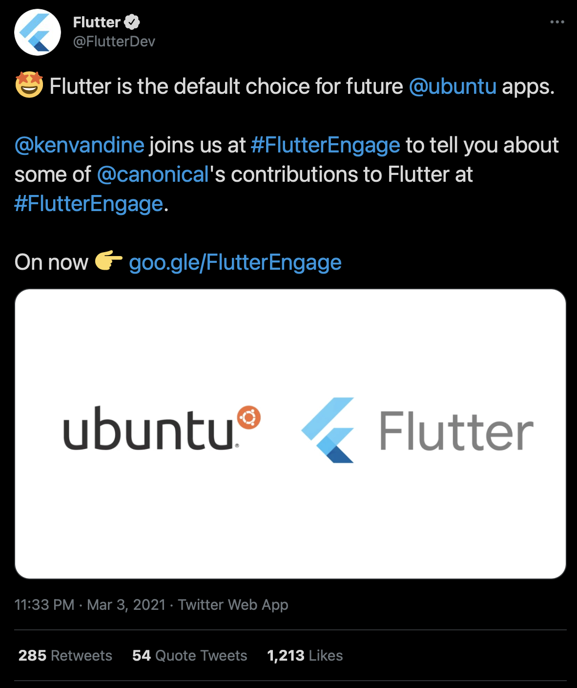 Flutter 2.0 Ubuntu announcement 