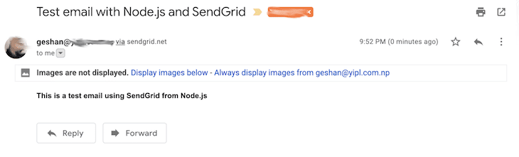 Nodejs SendGrid Test Email Inbox