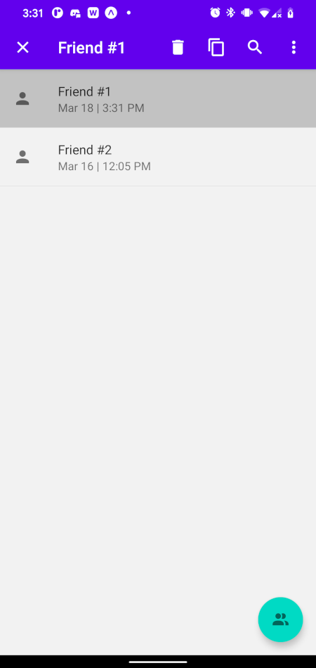 Contextual Action Bar, activates when the user long presses an item