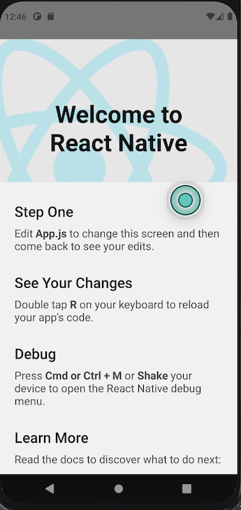 React Native Development Environment Welcome Screen