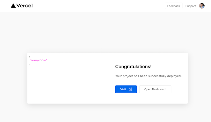 Vercel Congratulations Page Deployed 
