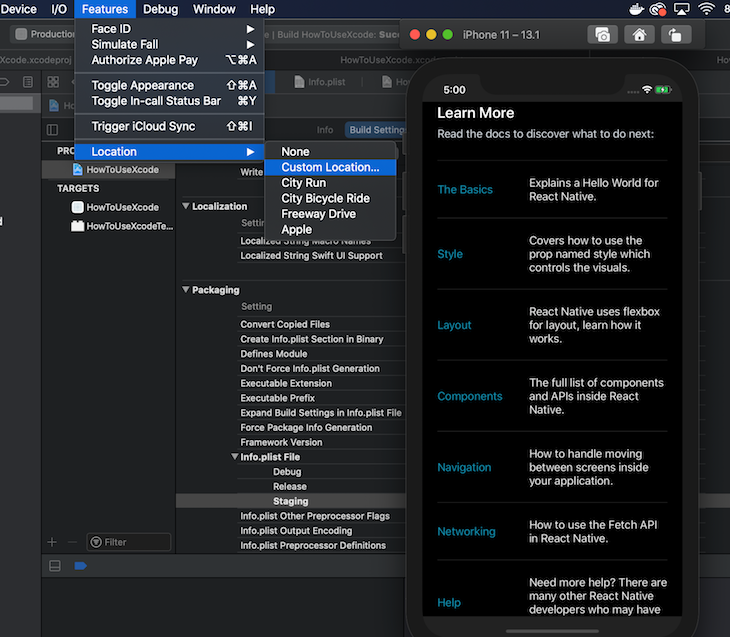 GPS Location Simulator Xcode Example