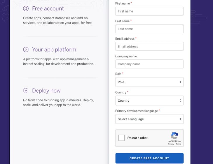 Heroku Create Free Account