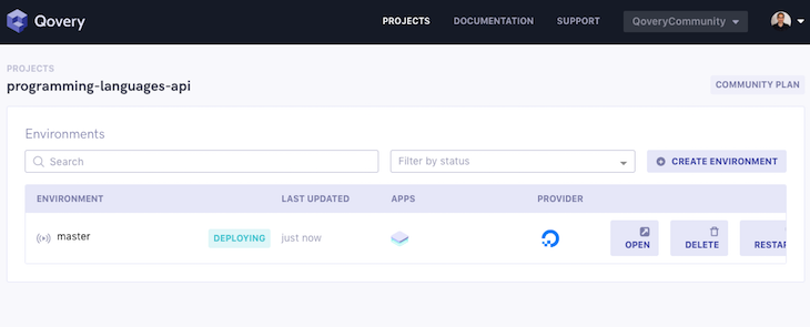 Qovery Go To Project Status Deploying