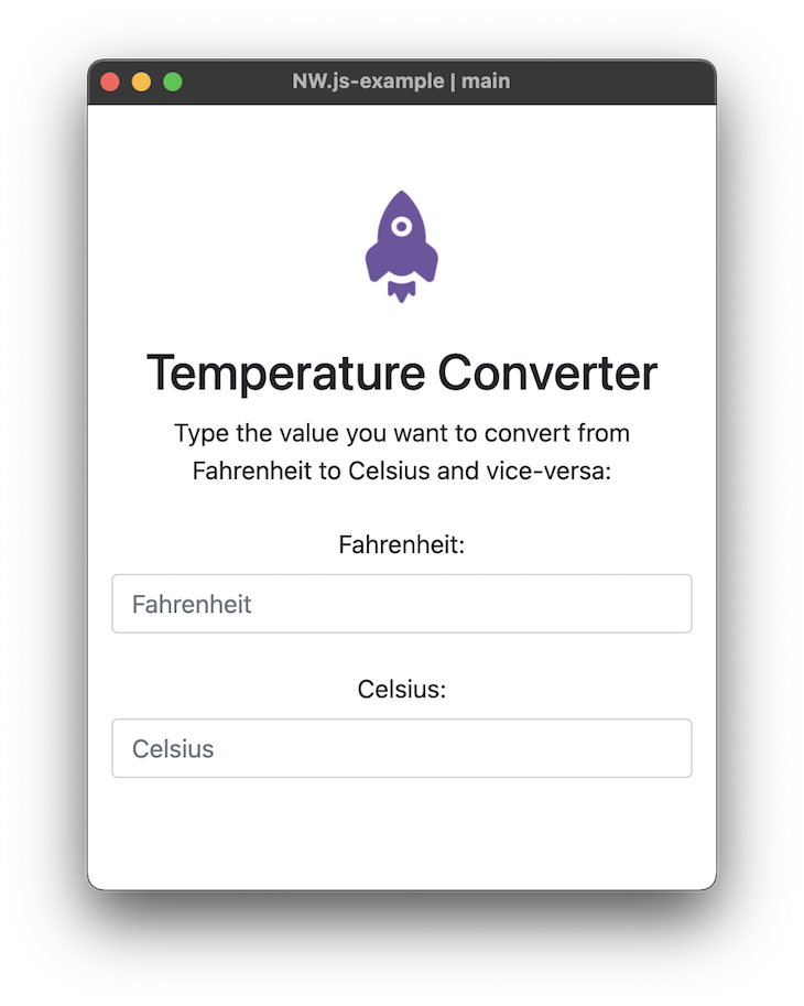 Temperature Converter App Running NW