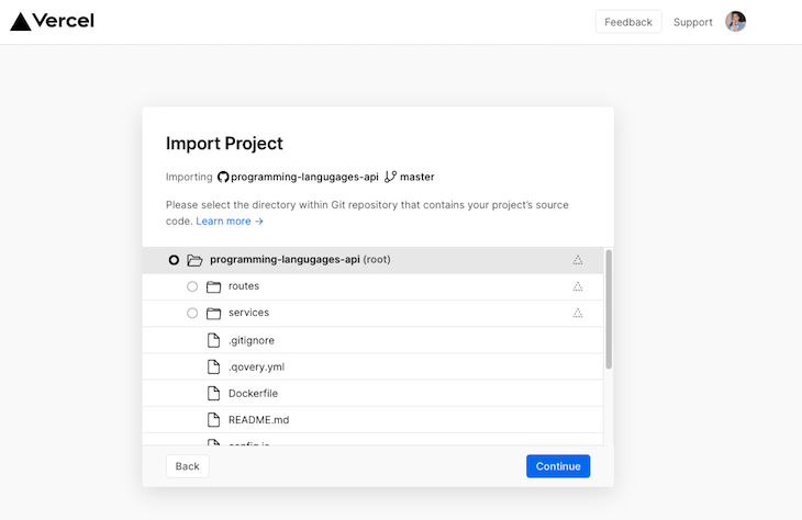 Vercel Import Programming Languages Api Project