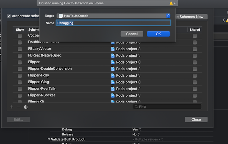 Xcode Scheme Create New Scheme