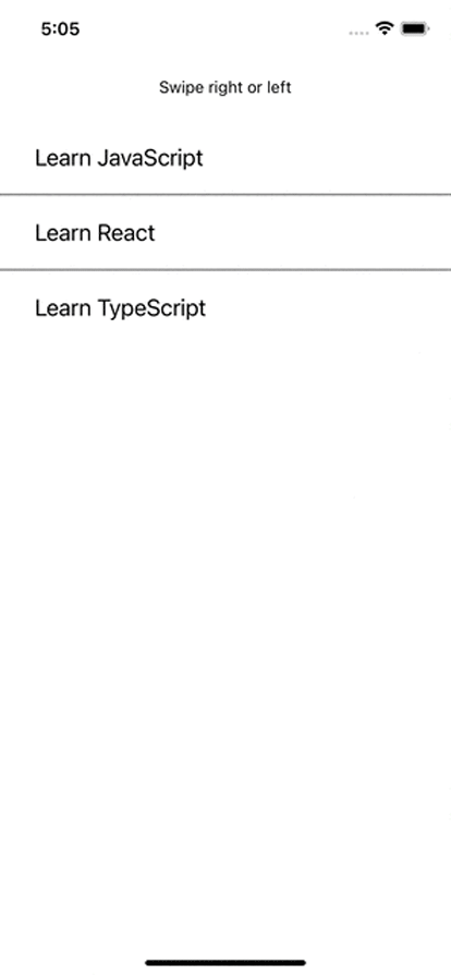 React Native Gesture Handler Long Press Gesture Demo Showing Three Swipeable Elements Being Interacted With By User To Reveal Elements On Swipe