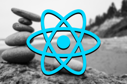 React Logo Over a Background with Balancing Rocks
