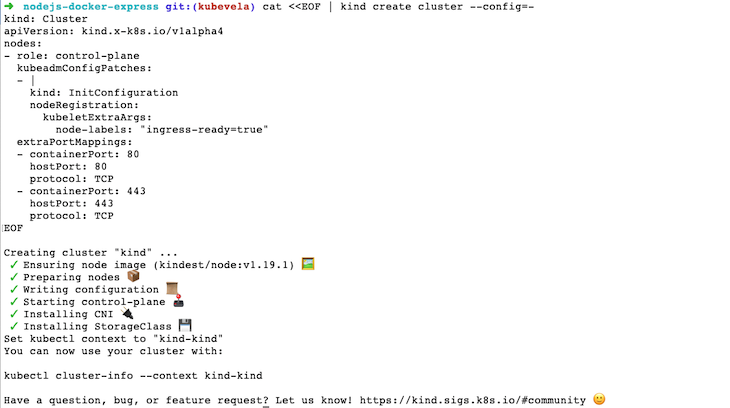 The Output after Creating Our Kind Kubernetes Cluster