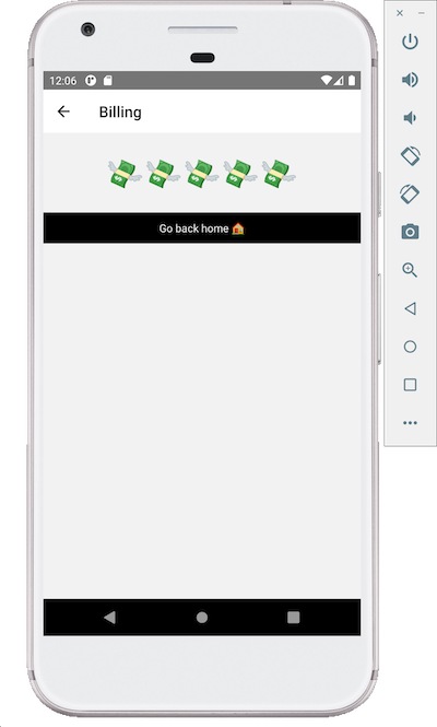 Screenshot of billing app in Android with dollar sign emojis