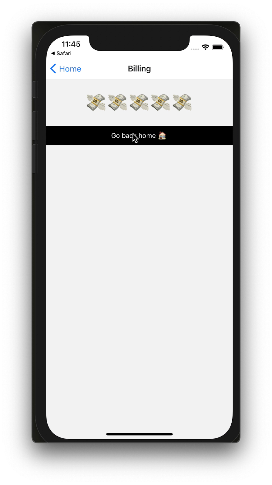 Screenshot of billing app in iOS with dollar sign emojis