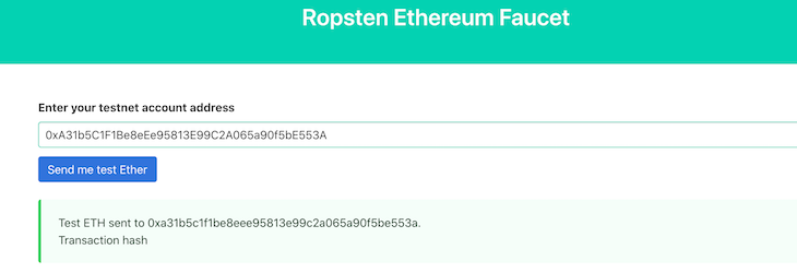 Ether Ropsten Faucet Site