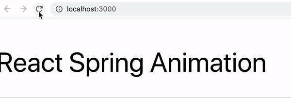 gif of webpage that says "react spring animation" with zoom in animation