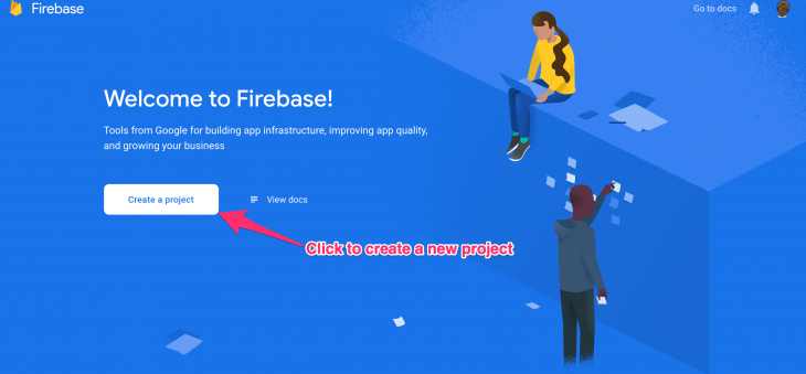 Screenshot of Firebase welcome screen