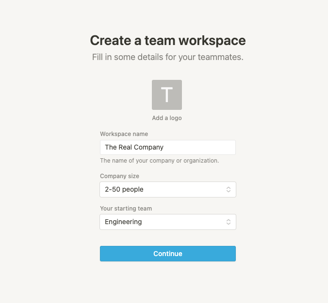 Create Team Workspace