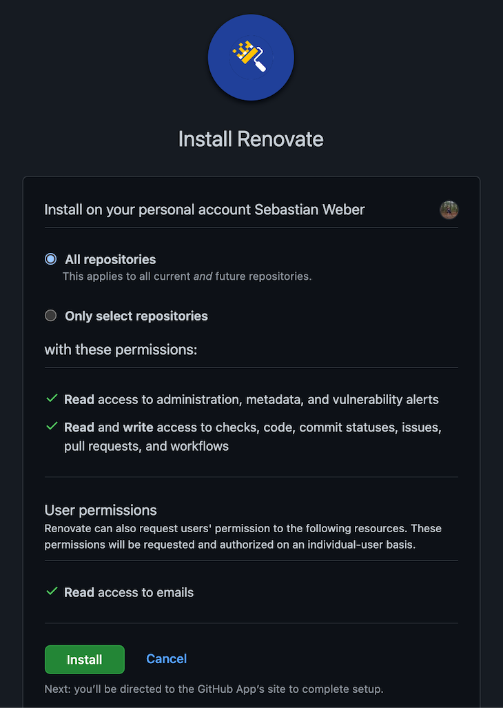 Page To Install Renovate