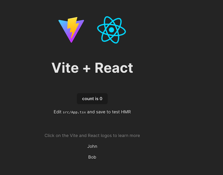 Names Rendered On The React UI