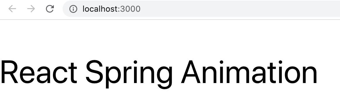 Screenshot of webpage that says "react spring animation" without movement