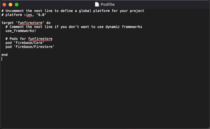 Adding Firebase Pods In The Terminal