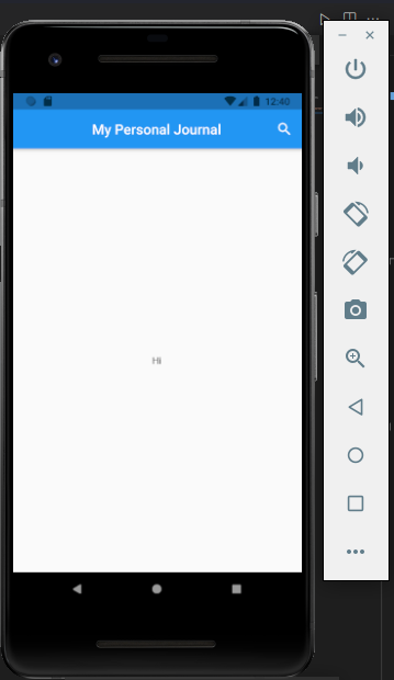 Screenshot of a basic Flutter app with a search bar at the top