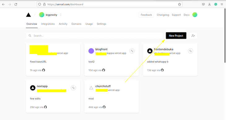 Creating A New Project In Vercel