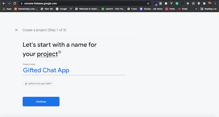 Firebase Project New React Native Project