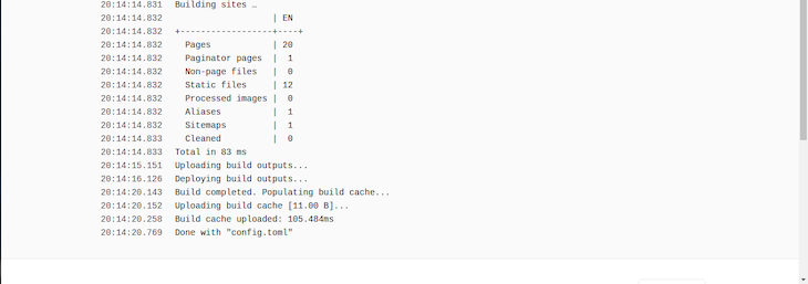 Time spent Deploying App To Vercel; Shows A List of Posts And Length Of Time