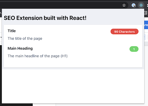 Chrome React Extension Pop Up With White Background And Heading