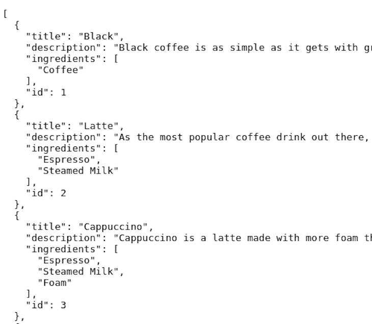 Example of the Coffee API