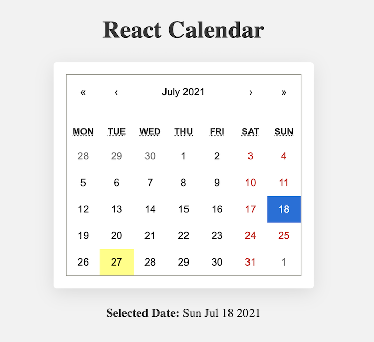 Calendar React Calendar React