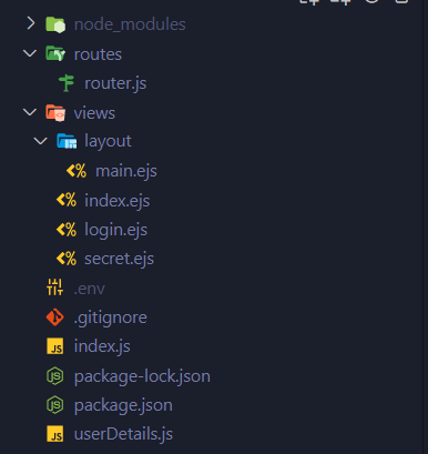Node.js App Displaying Various Folders