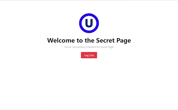 Welcome Page To The Secret Page With Log Out Button
