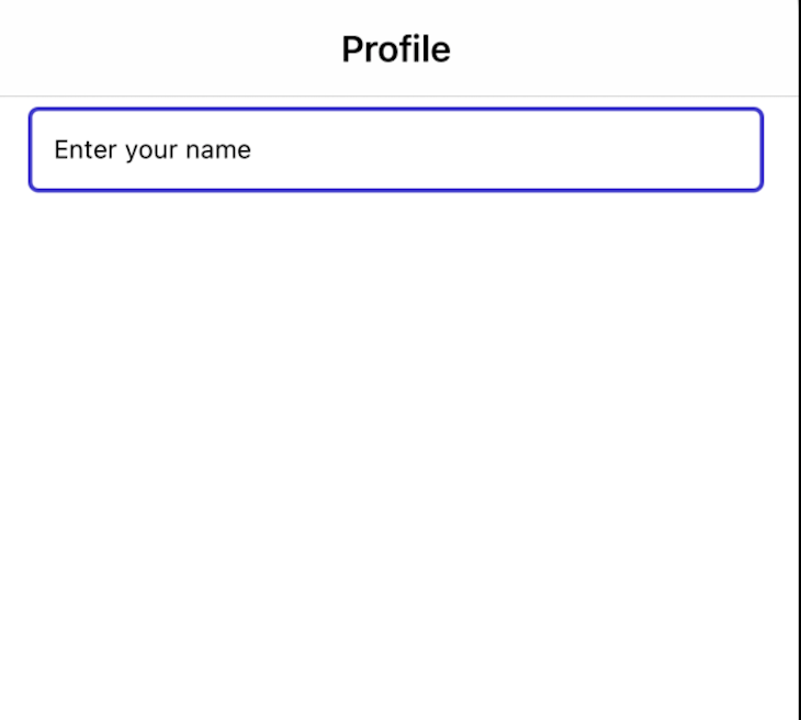 Code Renders Input Field, Showing "Enter You Name"