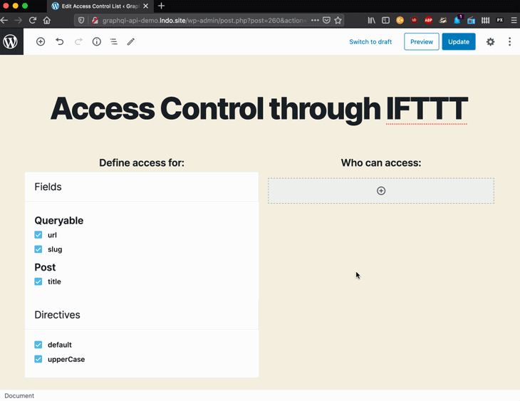 Dynamically loading an access control list into the GraphQL schema