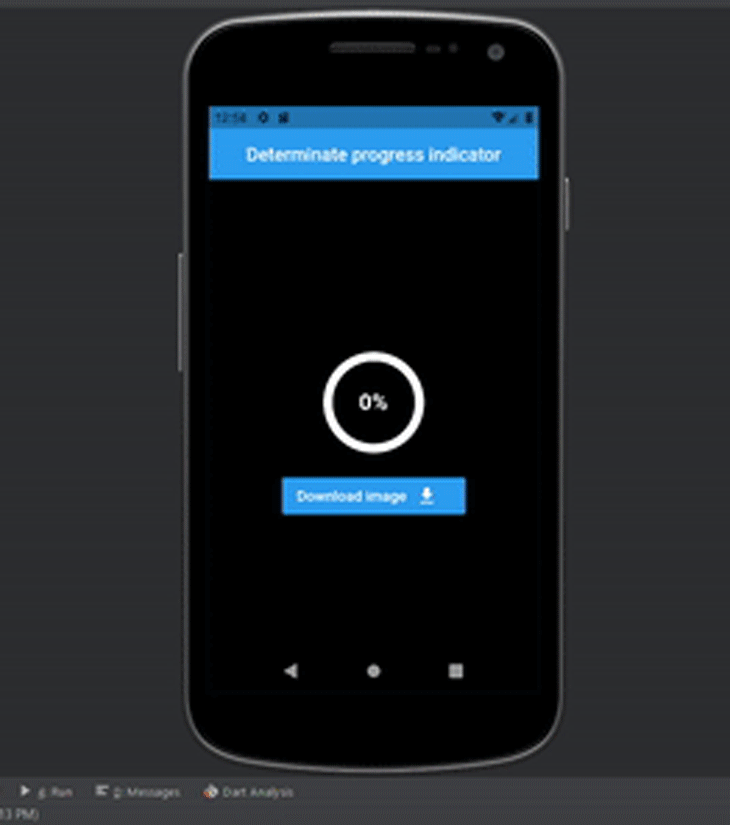 The final example of a determinate circular progress indicator implemented in our app