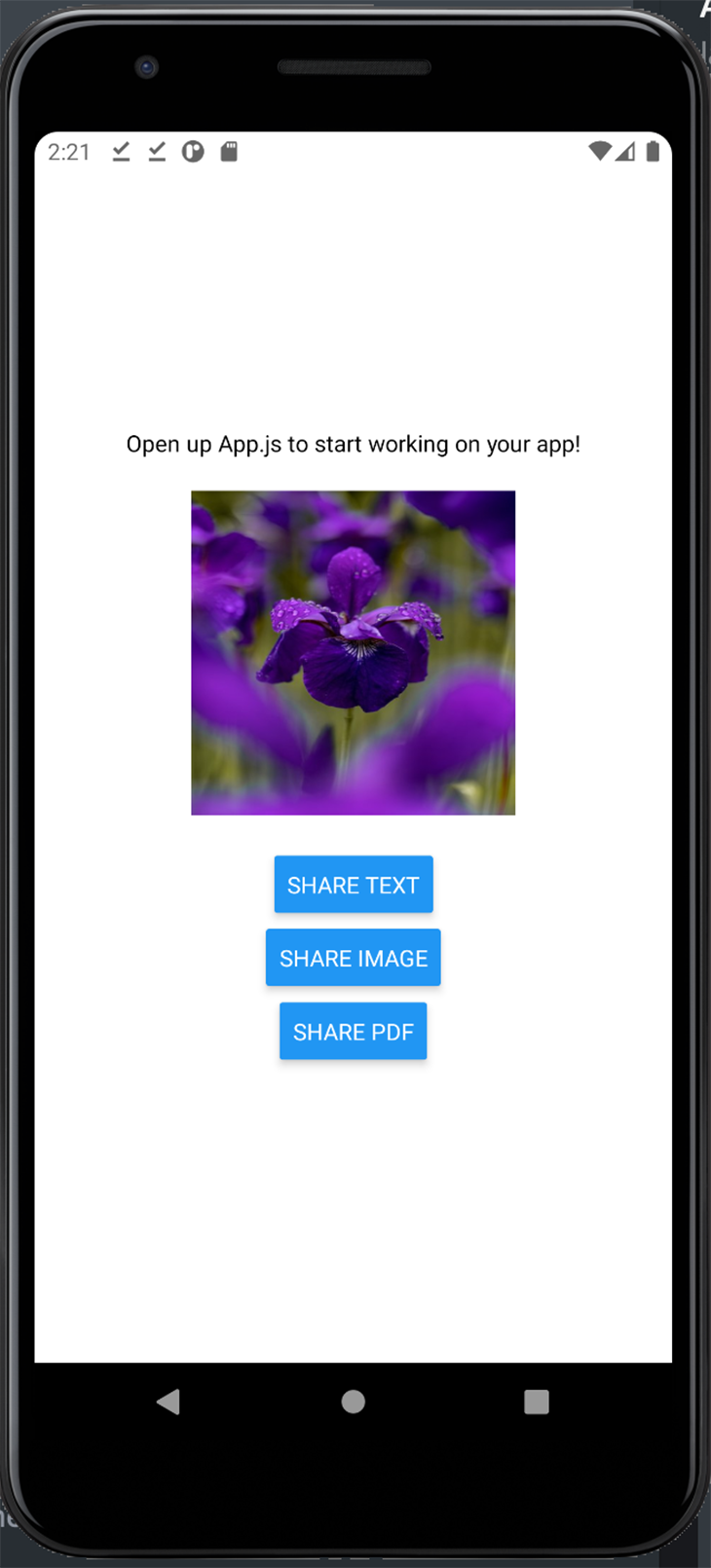 Share an image and choose from various apps