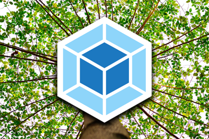 Webpack Logo Over a Tree Background