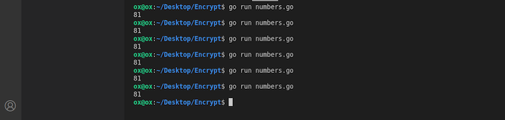Repeating Random Number, 81, Shown In Terminal