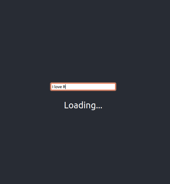 Screenshot of search bar in React app with Loading indicator