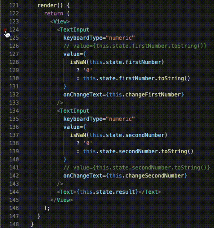 Setting Breakpoints In The Code On The Left-Hand Side, Shown With Red Dot