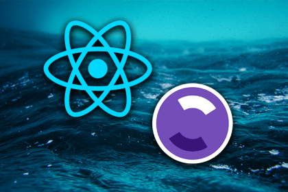 React Native and Flipper Logos Over a Blue Water Background