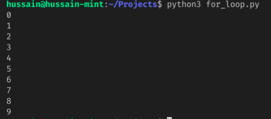 for Loop Numbers Python